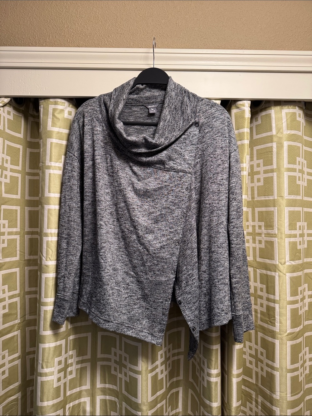 Eddie Bauer Heather Gray Draped Cowl Sweater